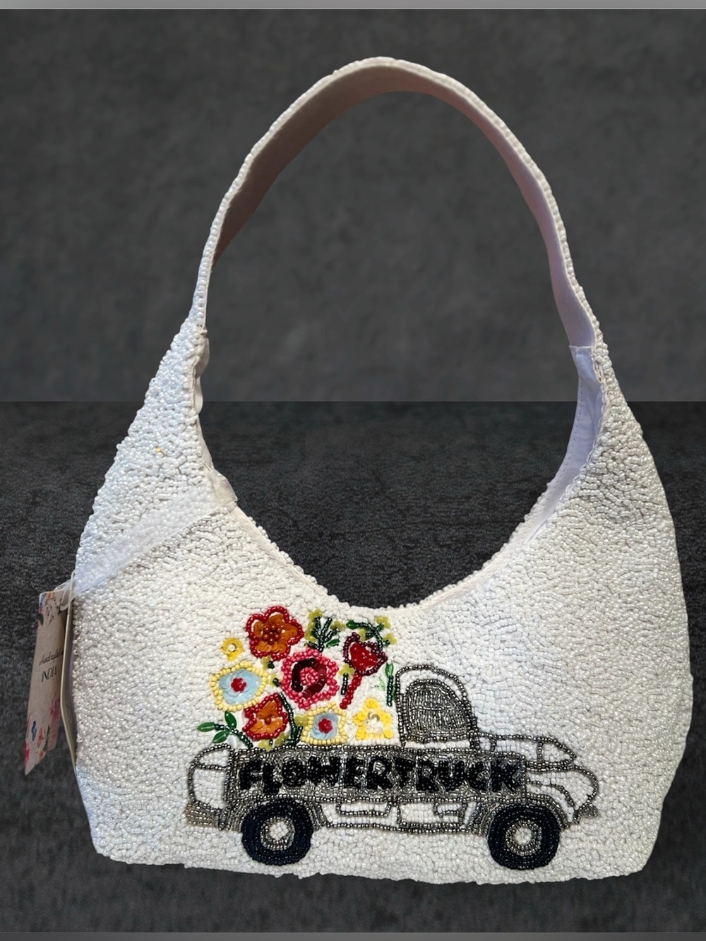 Handcrafted in India beaded flower truck motif shoulder bag-NWT
